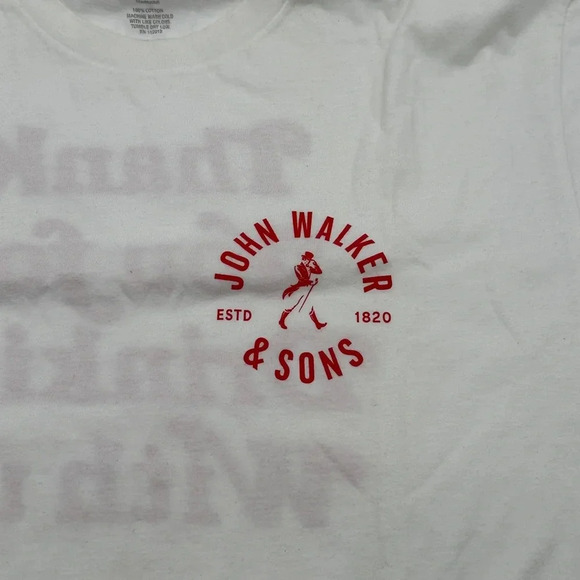 John Walker & Sons Men’s T-Shirt White Red Thank You For Drinking with Us Size L - Picture 2 of 7